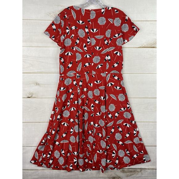 NWT Talbots Dress Sz 12 Red Beach Umbrellas Martini V Neck Lined Sheath NWT - Picture 10 of 11